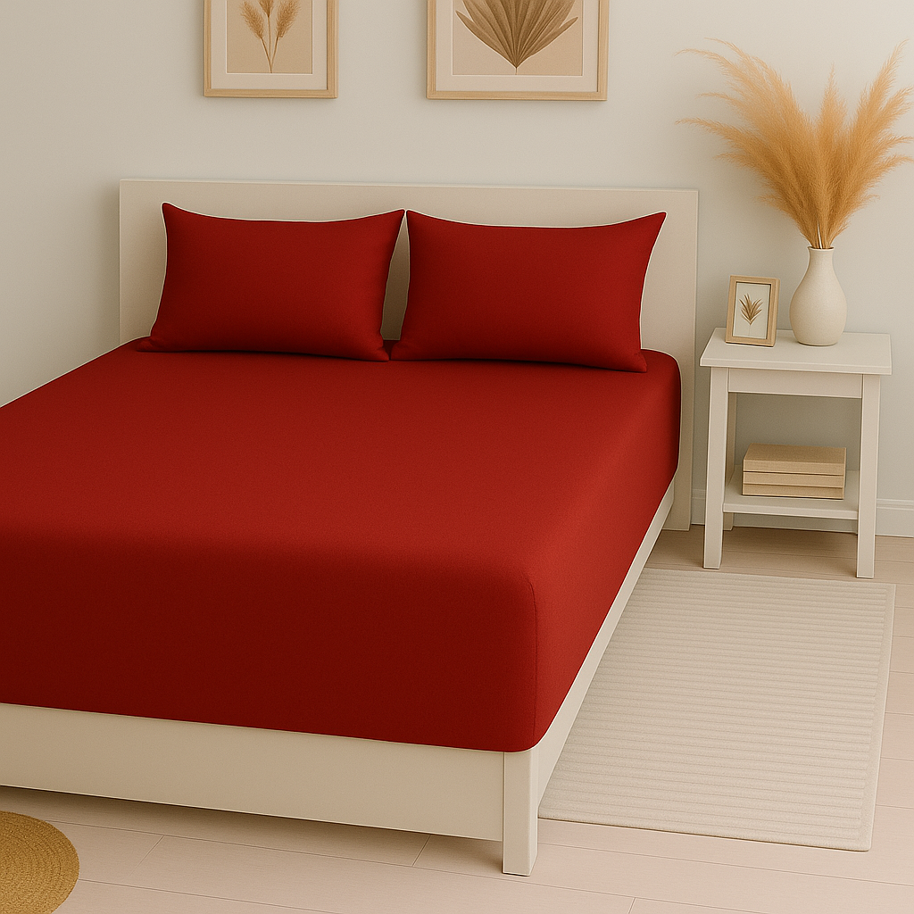 High-quality Red bedding set including bedsheet, pillow covers