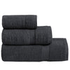 Charcoal Cotton Terry Towel Set – Face, Hand &amp; Bath Towels Displayed
