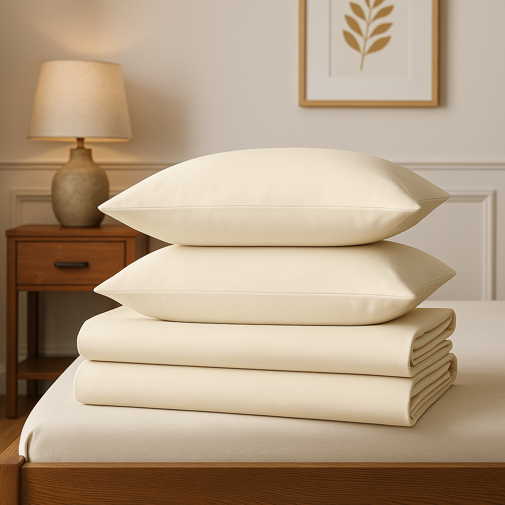 Cream - 150TC Cotton Fitted Sheet – Soft &amp; Breathable – Orchid Thread