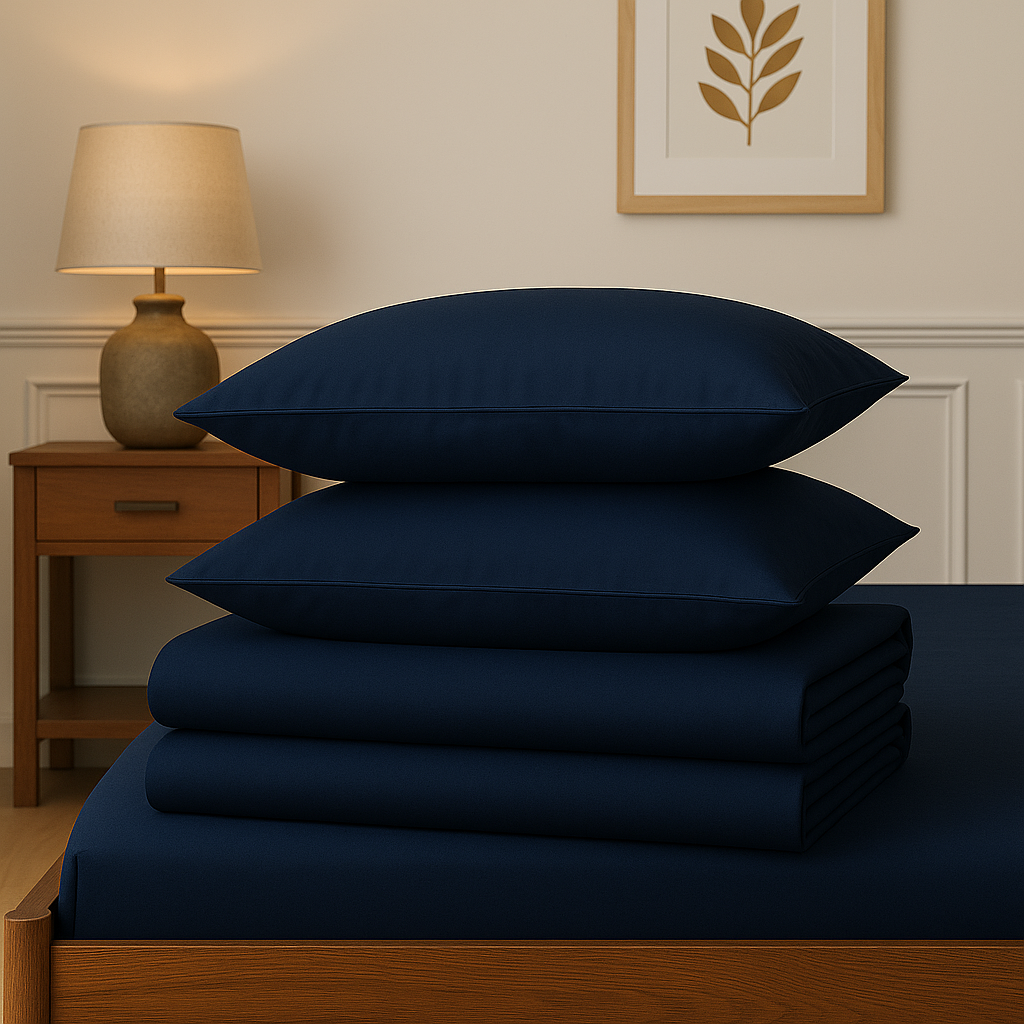 Mid Night Blue - 150TC Cotton Flat Sheet – Breathable Luxury – Orchid Thread