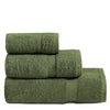 Olive Cotton Terry Towel Set – Face, Hand &amp; Bath Towels Displayed