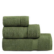 Olive Cotton Terry Towel Set – Face, Hand & Bath Towels Displayed