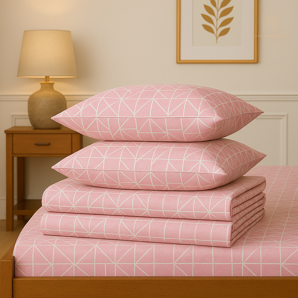 Pink Petal - 150TC Cotton Flat Sheet – Breathable Luxury – Orchid Thread
