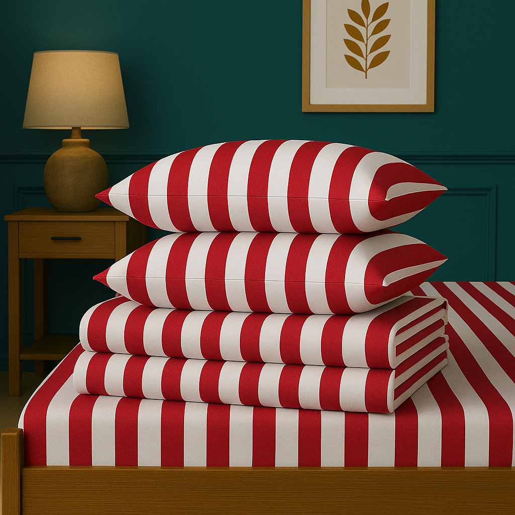 Red Cabana - 150TC Cotton Flat Sheet – Breathable Luxury – Orchid Thread