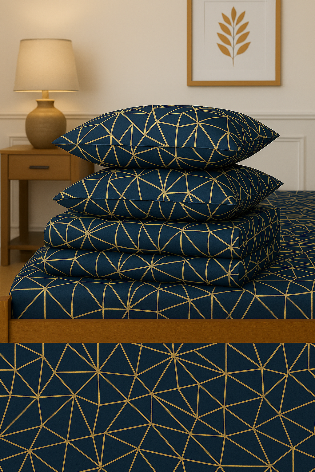 Teal Ario - 150TC Cotton Fitted Sheet – Soft &amp; Breathable – Orchid Thread