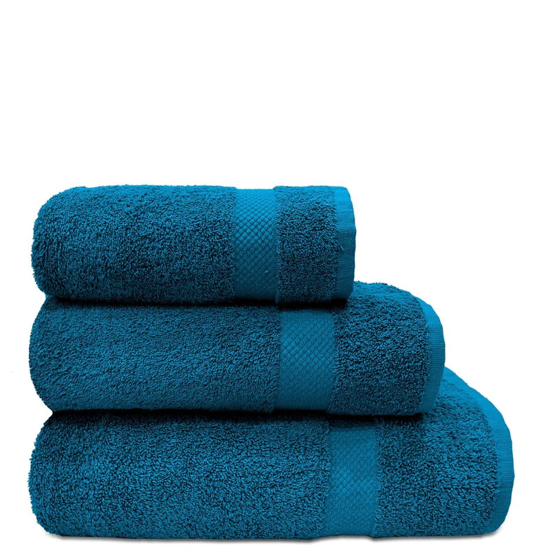 Turk Blue Cotton Terry Towel Set – Face, Hand & Bath Towels Displayed